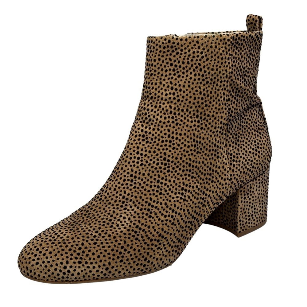 Gianni Bini Leather Cheetah Ankle Bootie 2.5” Block Heel Rubber Sole Size 11